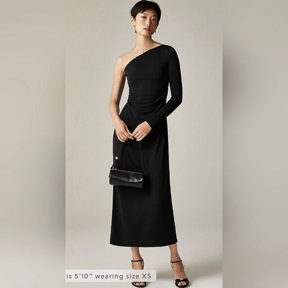 J. Crew Dresses & Skirts - J. Crew One-shoulder dress in jersey crepe Black Size XS NWT